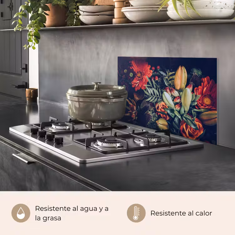 Salpicaderos de cocina - Ramo - Naturaleza muerta - Flores - Plantas - Rojo — 2