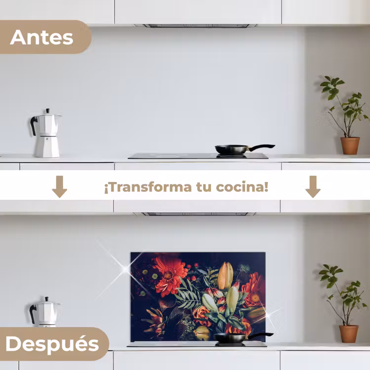 Salpicaderos de cocina - Ramo - Naturaleza muerta - Flores - Plantas - Rojo — 7