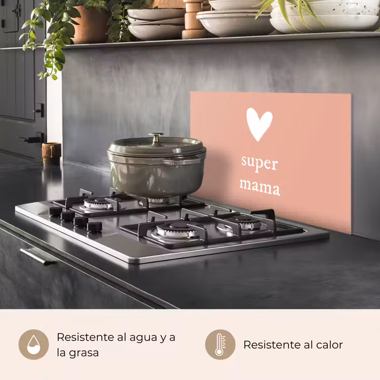 Salpicaderos de cocina - Regalo para el Día de la Madre super mamá rosa claro/blanco — 2