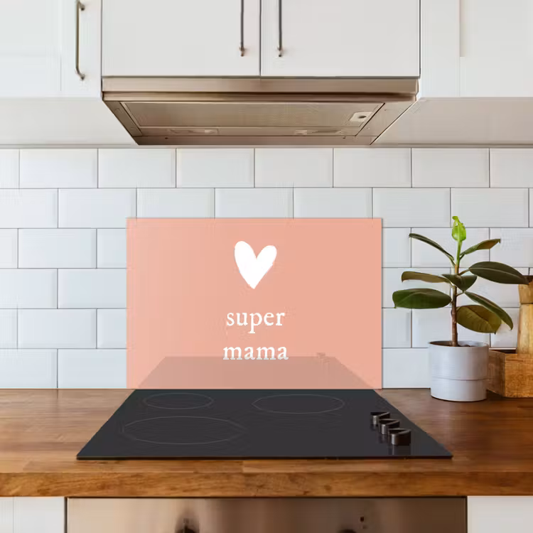 Salpicaderos de cocina - Regalo para el Día de la Madre super mamá rosa claro/blanco — 3