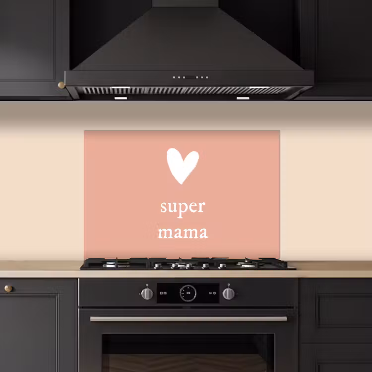 Salpicaderos de cocina - Regalo para el Día de la Madre super mamá rosa claro/blanco — 5