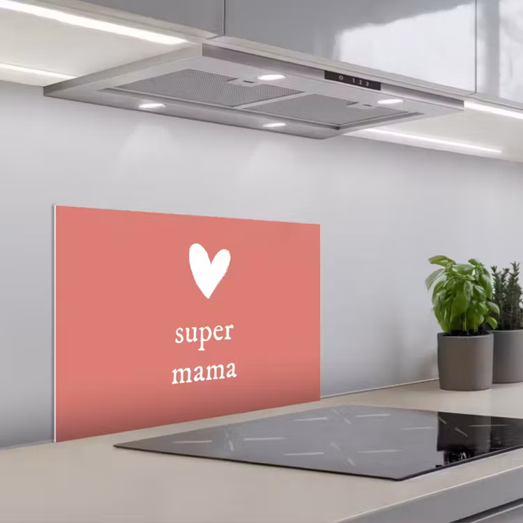 Salpicaderos de cocina - Regalo para el Día de la Madre super mamá rosa/blanco — 1