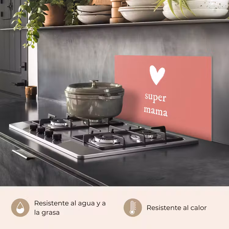 Salpicaderos de cocina - Regalo para el Día de la Madre super mamá rosa/blanco — 2