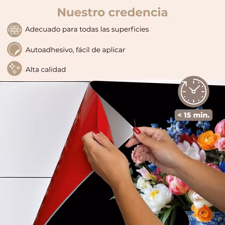 Salpicaderos de cocina - Rosas - Flores - Jarrón - Ramo — 4