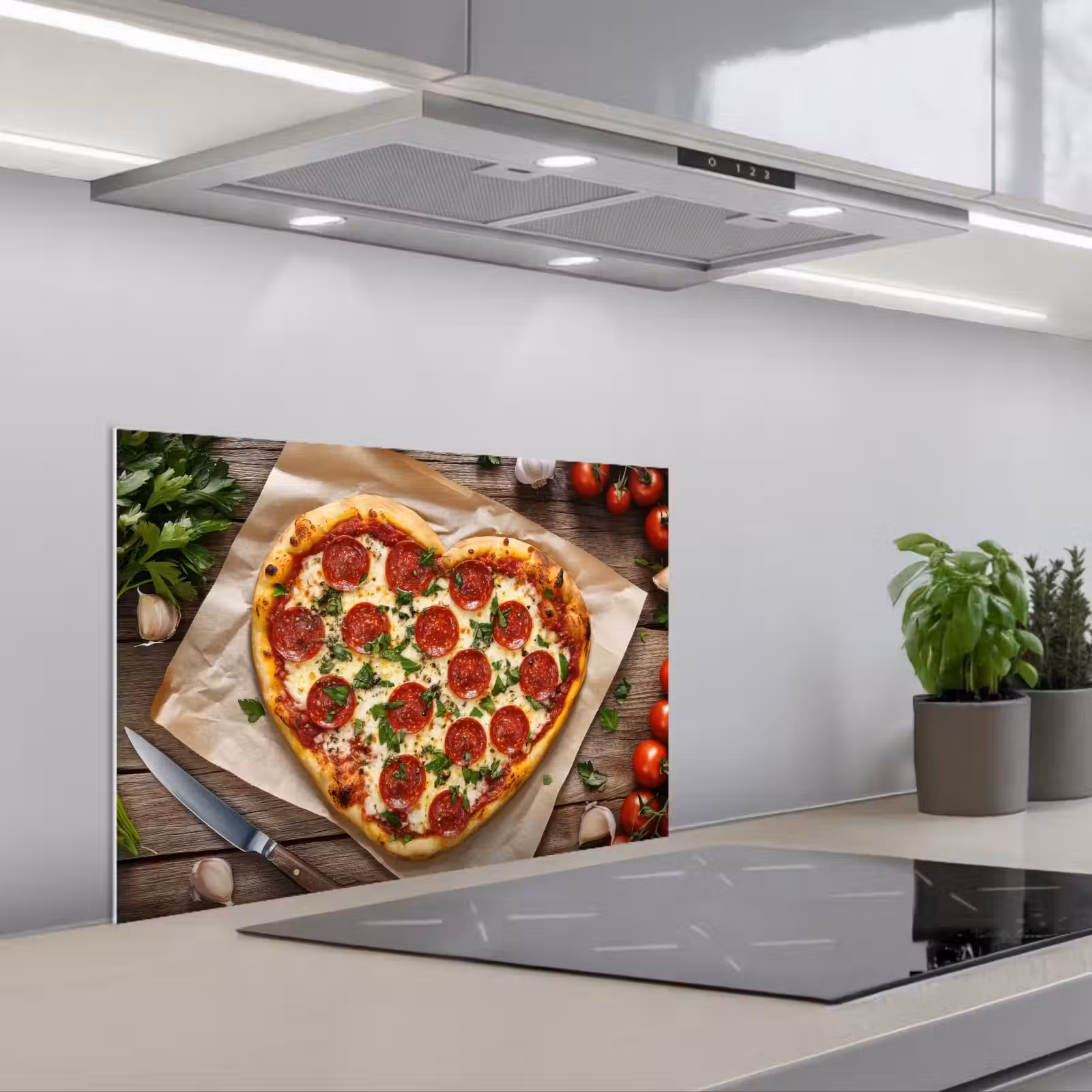 Salpicaderos de cocina - Pizza - Corazón - Pepperoni - Tomate — 1