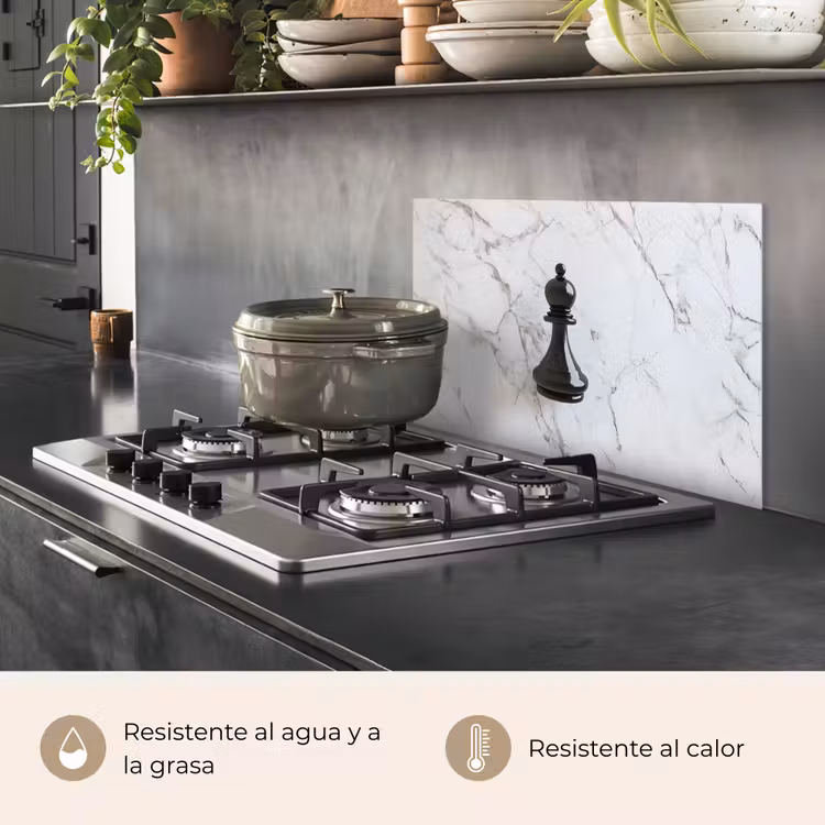 Salpicaderos de cocina - Pieza de ajedrez - Alfil - Negro - Mármol — 2