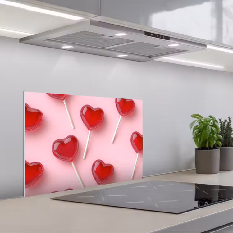 Salpicaderos de cocina - Piruletas - Corazones - Rosa — 1