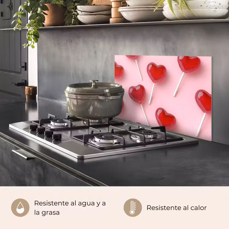 Salpicaderos de cocina - Piruletas - Corazones - Rosa — 2