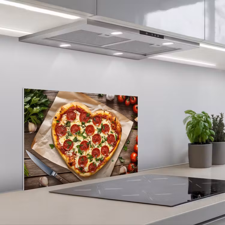 Salpicaderos de cocina - Pizza - Corazón - Pepperoni - Tomate — 1