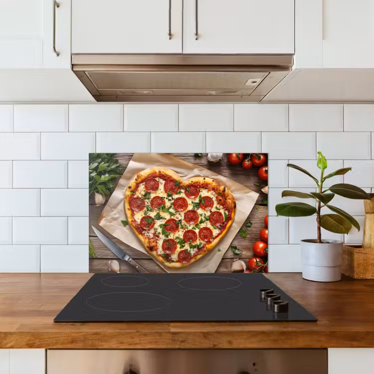 Salpicaderos de cocina - Pizza - Corazón - Pepperoni - Tomate — 3