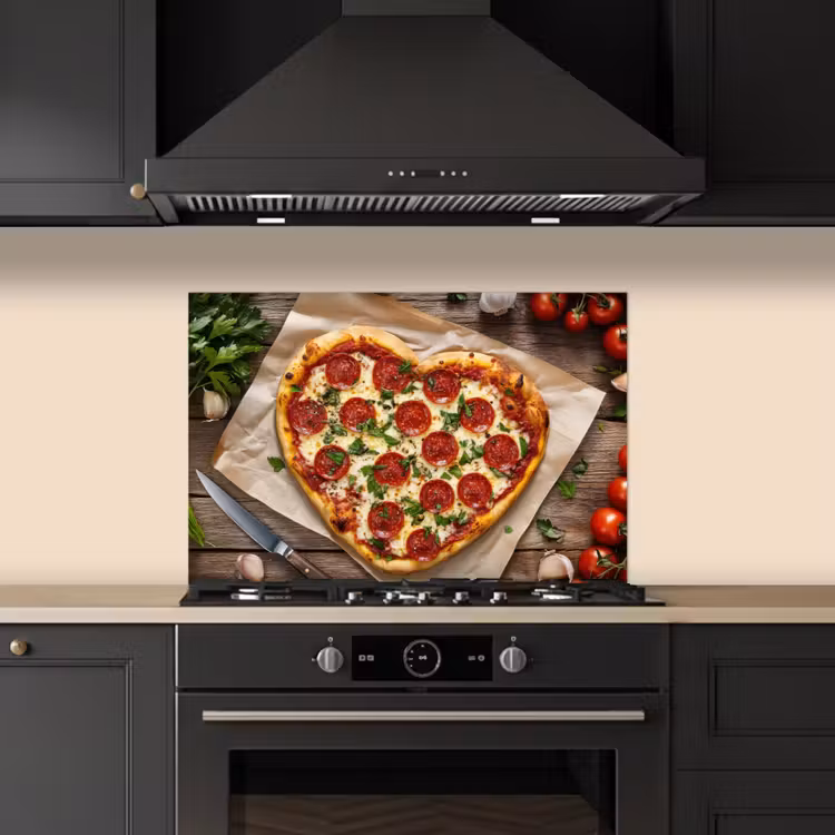 Salpicaderos de cocina - Pizza - Corazón - Pepperoni - Tomate — 5