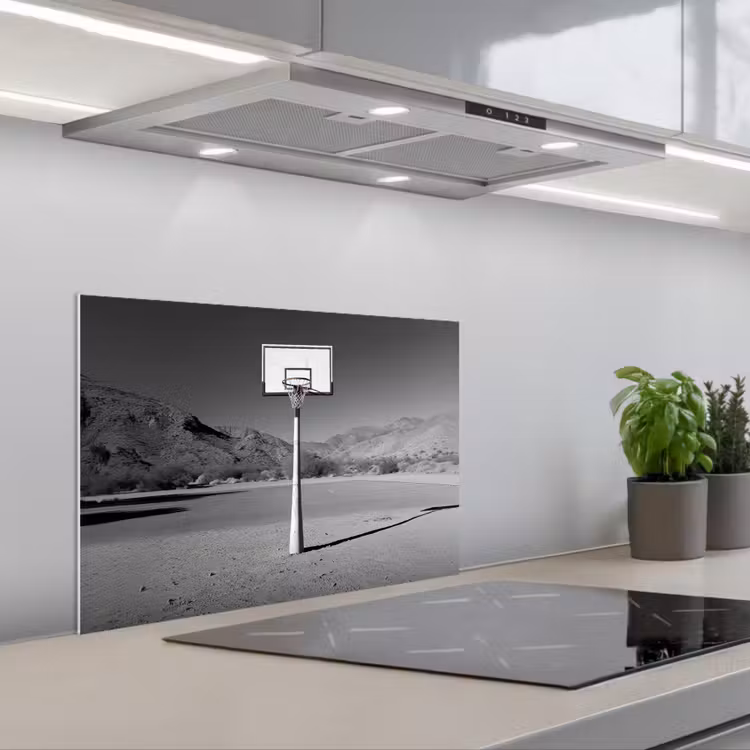 Salpicaderos de cocina - Poste de baloncesto - Paisaje - Arena - Blanco — 1