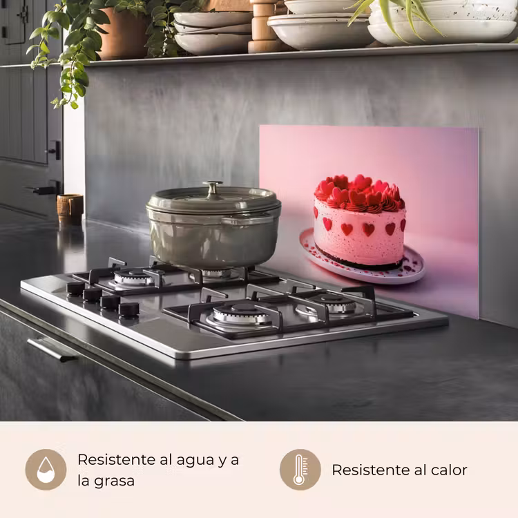 Salpicaderos de cocina - Tarta - Corazón - Rosa — 2