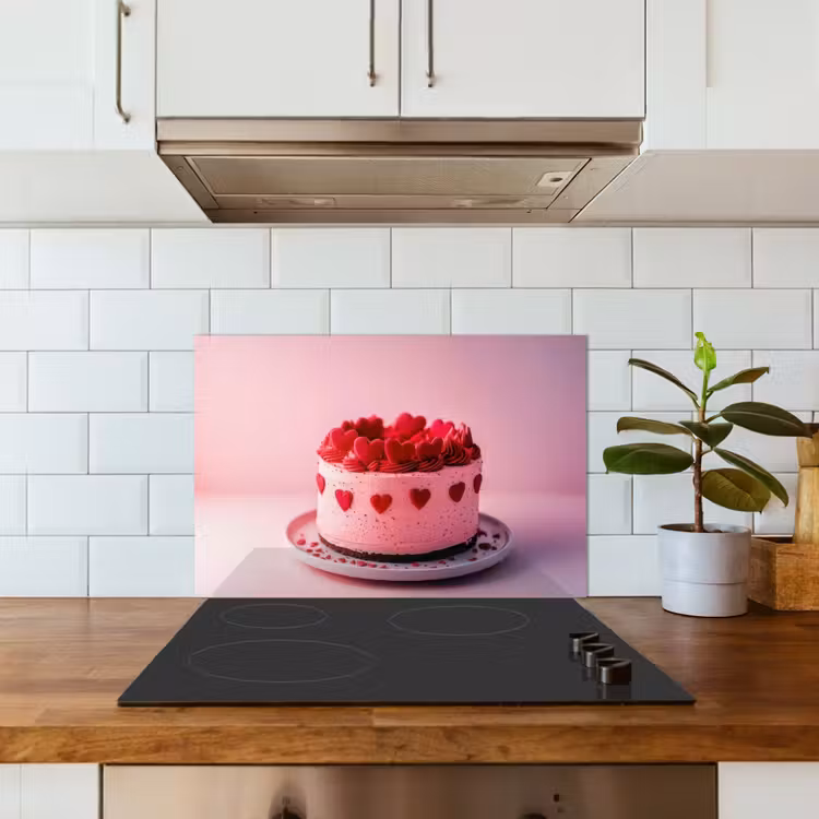Salpicaderos de cocina - Tarta - Corazón - Rosa — 3