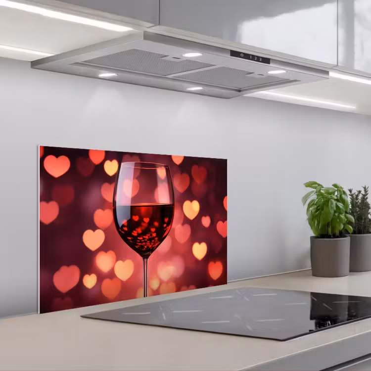 Salpicaderos de cocina - Tinto - Vino - Corazones — 1
