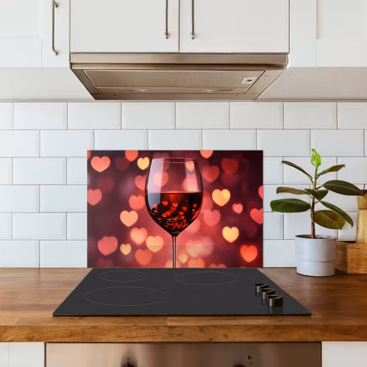 Salpicaderos de cocina - Tinto - Vino - Corazones — 3