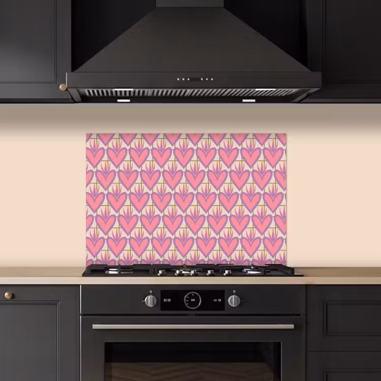 Salpicaderos de cocina - Patrón - Rosa - Corazones — 5