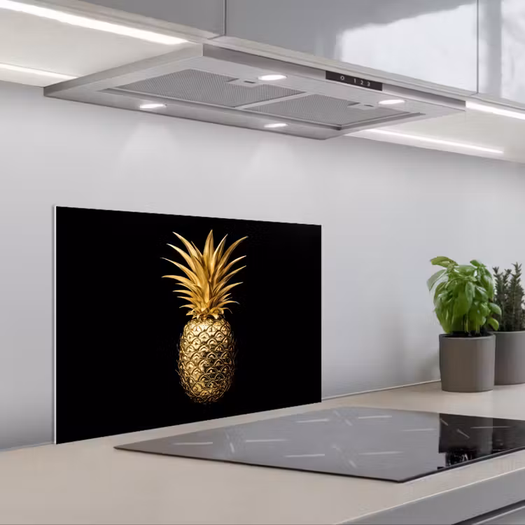 Salpicaderos de cocina - Piña - Negro - Oro - Lujo — 1