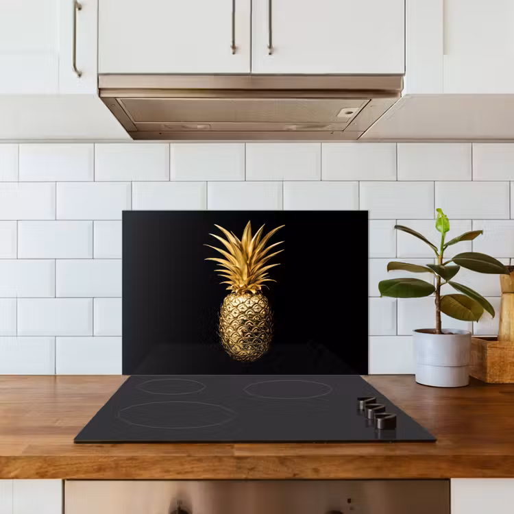 Salpicaderos de cocina - Piña - Negro - Oro - Lujo — 3