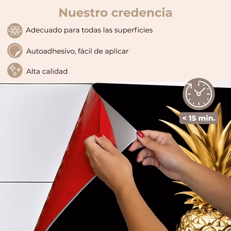 Salpicaderos de cocina - Piña - Negro - Oro - Lujo — 4