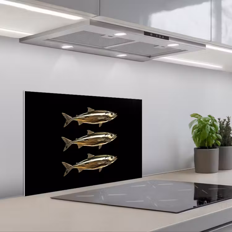 Salpicaderos de cocina - Piscis - Oro - Negro — 1