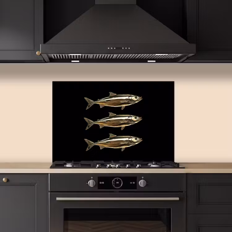 Salpicaderos de cocina - Piscis - Oro - Negro — 5