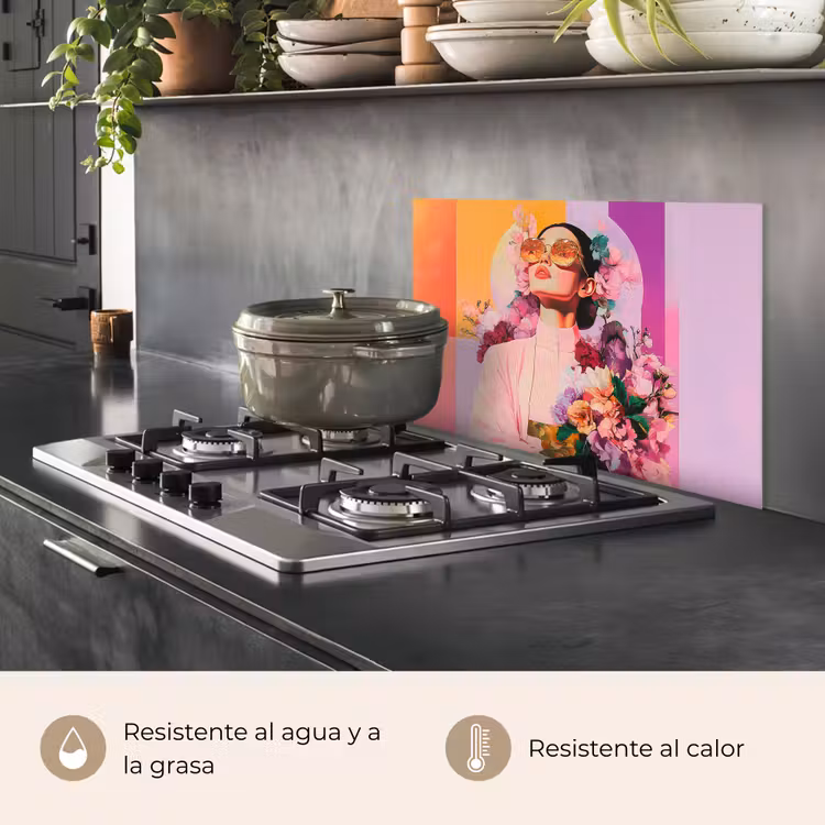 Salpicaderos de cocina - Retrato - Mujer - Abstracto - Flores — 2