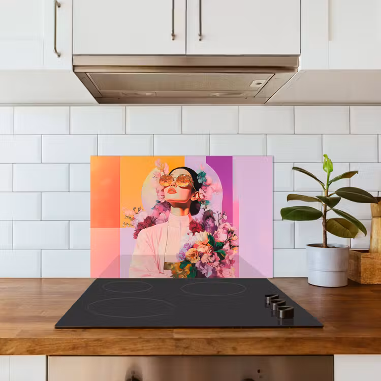 Salpicaderos de cocina - Retrato - Mujer - Abstracto - Flores — 3