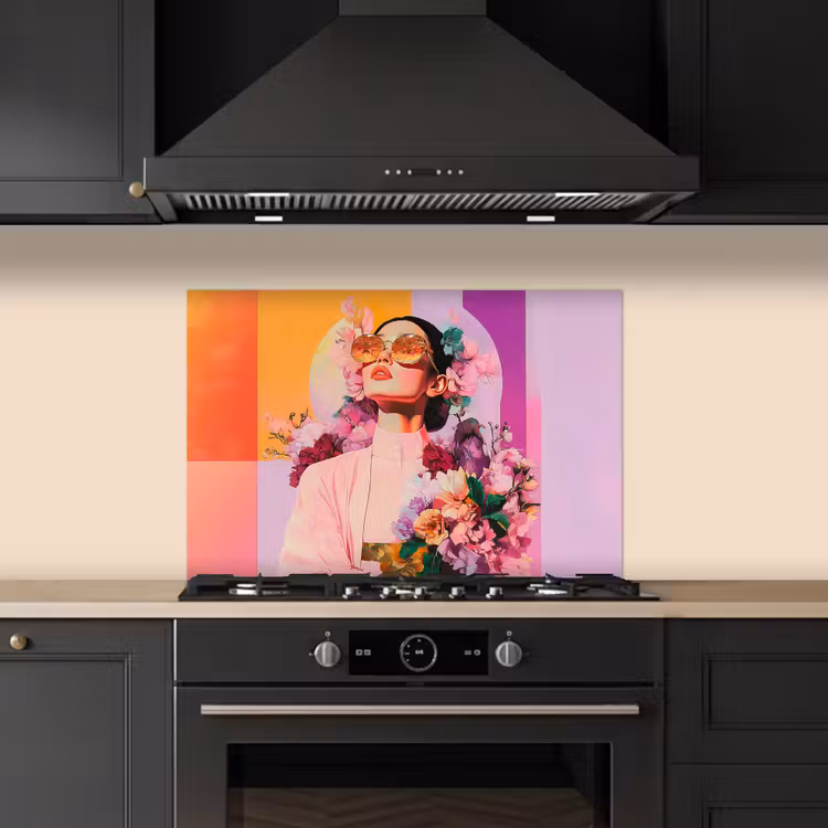 Salpicaderos de cocina - Retrato - Mujer - Abstracto - Flores — 5