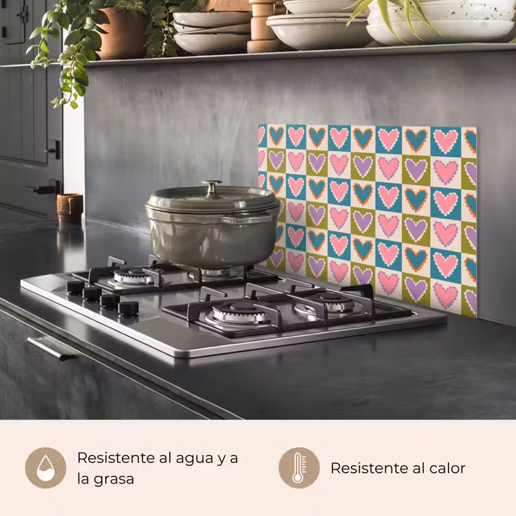 Salpicaderos de cocina - Retro - Colores - Motivos - Corazones — 2
