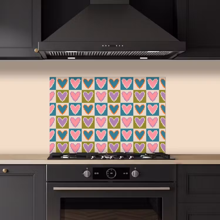 Salpicaderos de cocina - Retro - Colores - Motivos - Corazones — 5