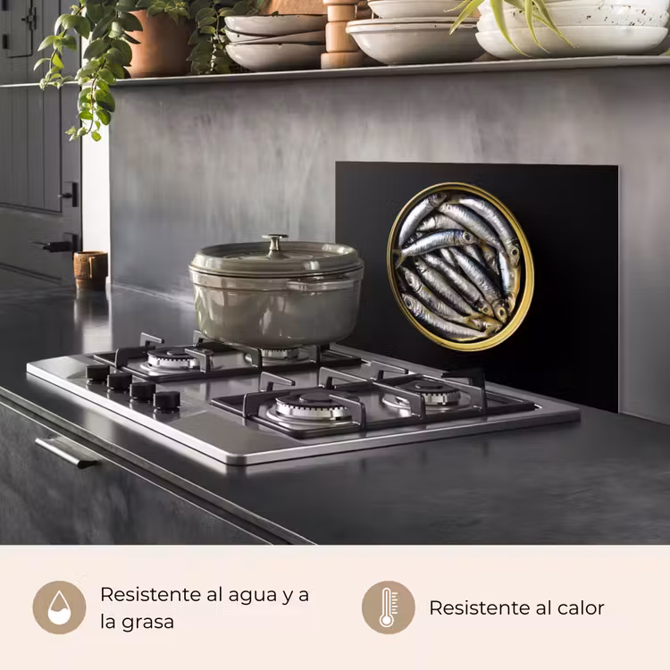 Salpicaderos de cocina - Sardinas - Pescado - Redondo - Negro — 2