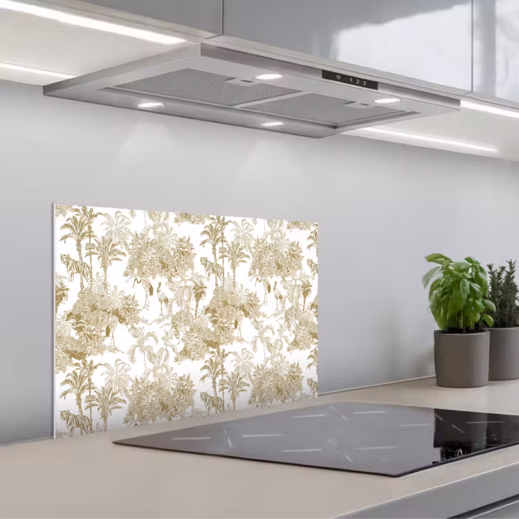 Salpicaderos de cocina - Tigre - Selva - Pájaro - Beige — 1