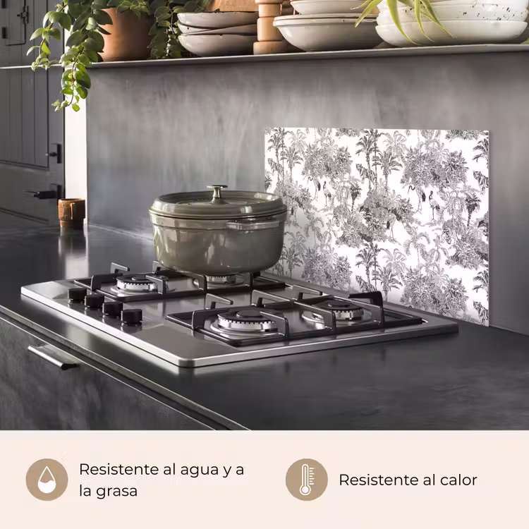 Salpicaderos de cocina - Tigre - Selva - Patrón - Gris — 2