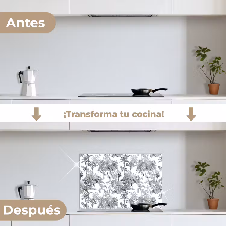 Salpicaderos de cocina - Tigre - Selva - Patrón - Gris — 7