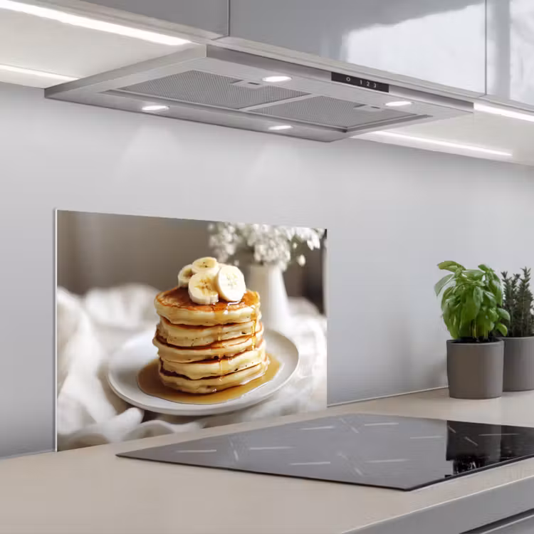 Salpicaderos de cocina - Tortitas - Plátano - Sirope - Blanco - Beige — 1