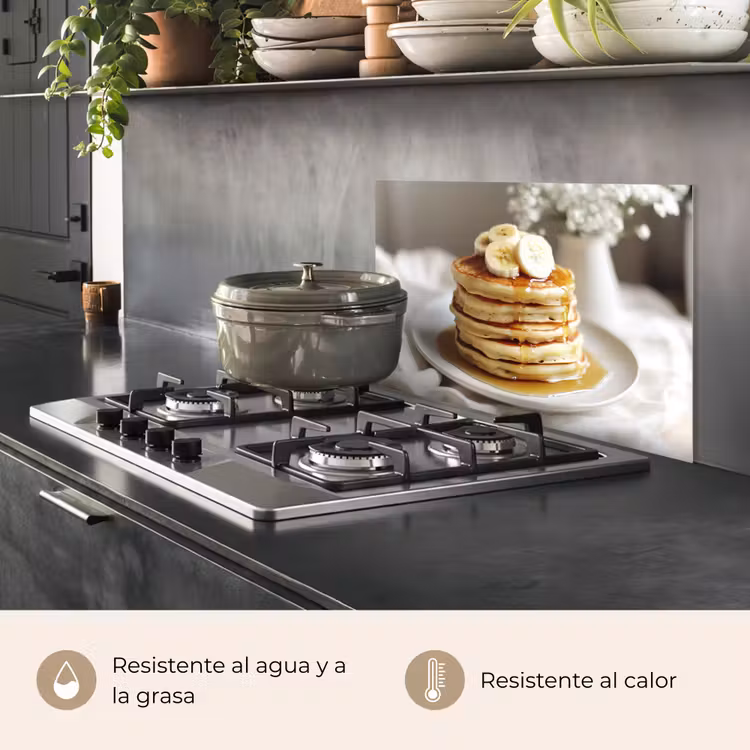 Salpicaderos de cocina - Tortitas - Plátano - Sirope - Blanco - Beige — 2