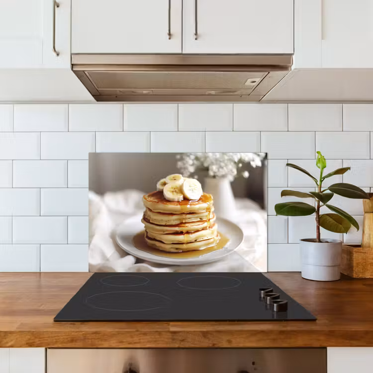 Salpicaderos de cocina - Tortitas - Plátano - Sirope - Blanco - Beige — 3