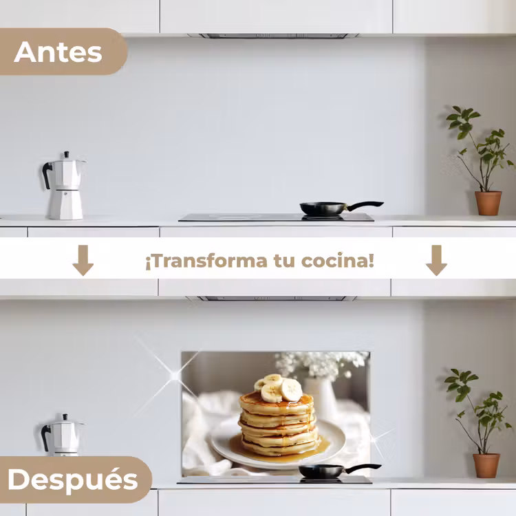 Salpicaderos de cocina - Tortitas - Plátano - Sirope - Blanco - Beige — 7