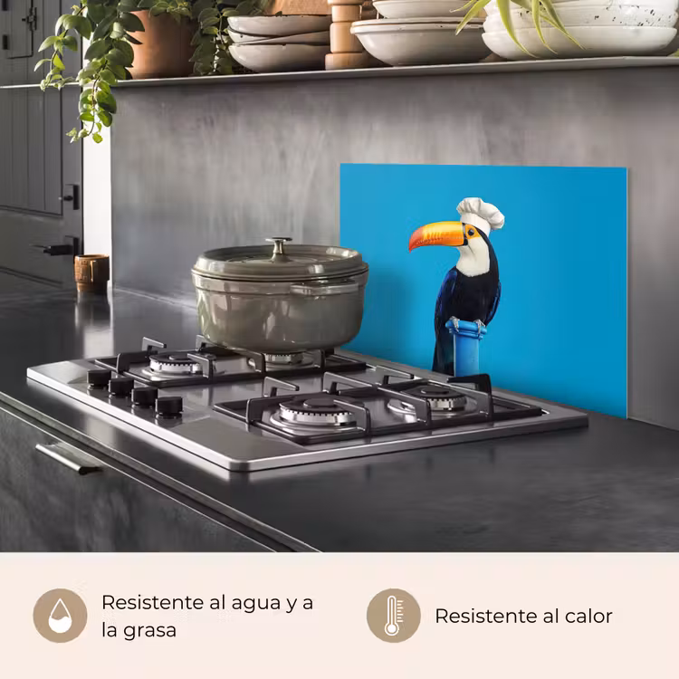 Salpicaderos de cocina - Tucán - Pedestal - Pájaro - Gorro de cocinero — 2