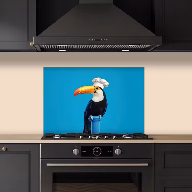Salpicaderos de cocina - Tucán - Pedestal - Pájaro - Gorro de cocinero — 5