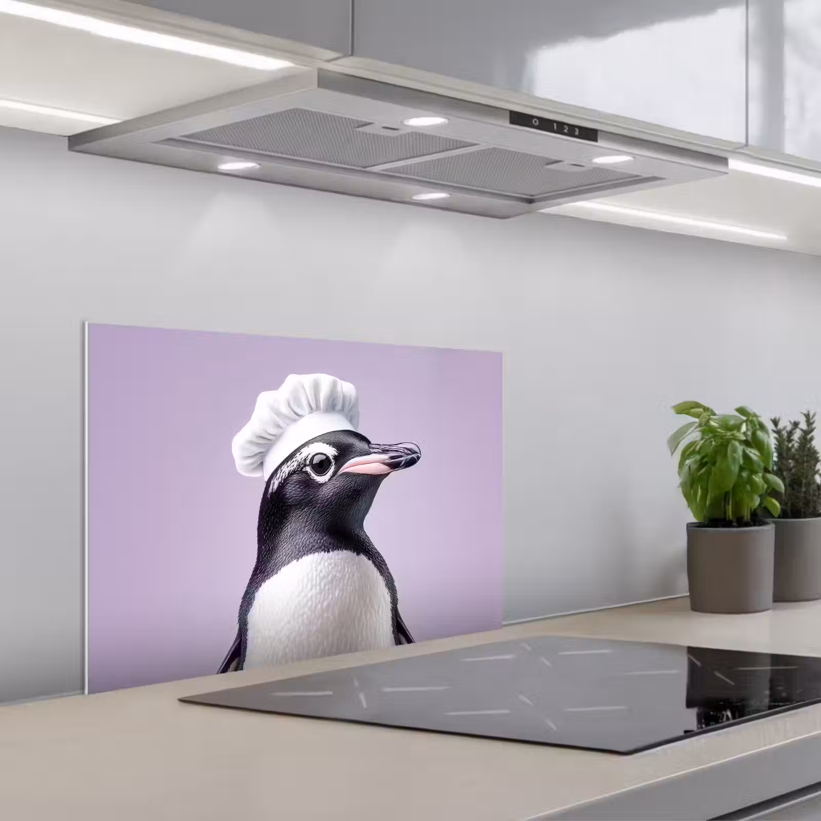 Salpicaderos de cocina - Penguin - Gorro de cocinero - Dulce - Morado — 1