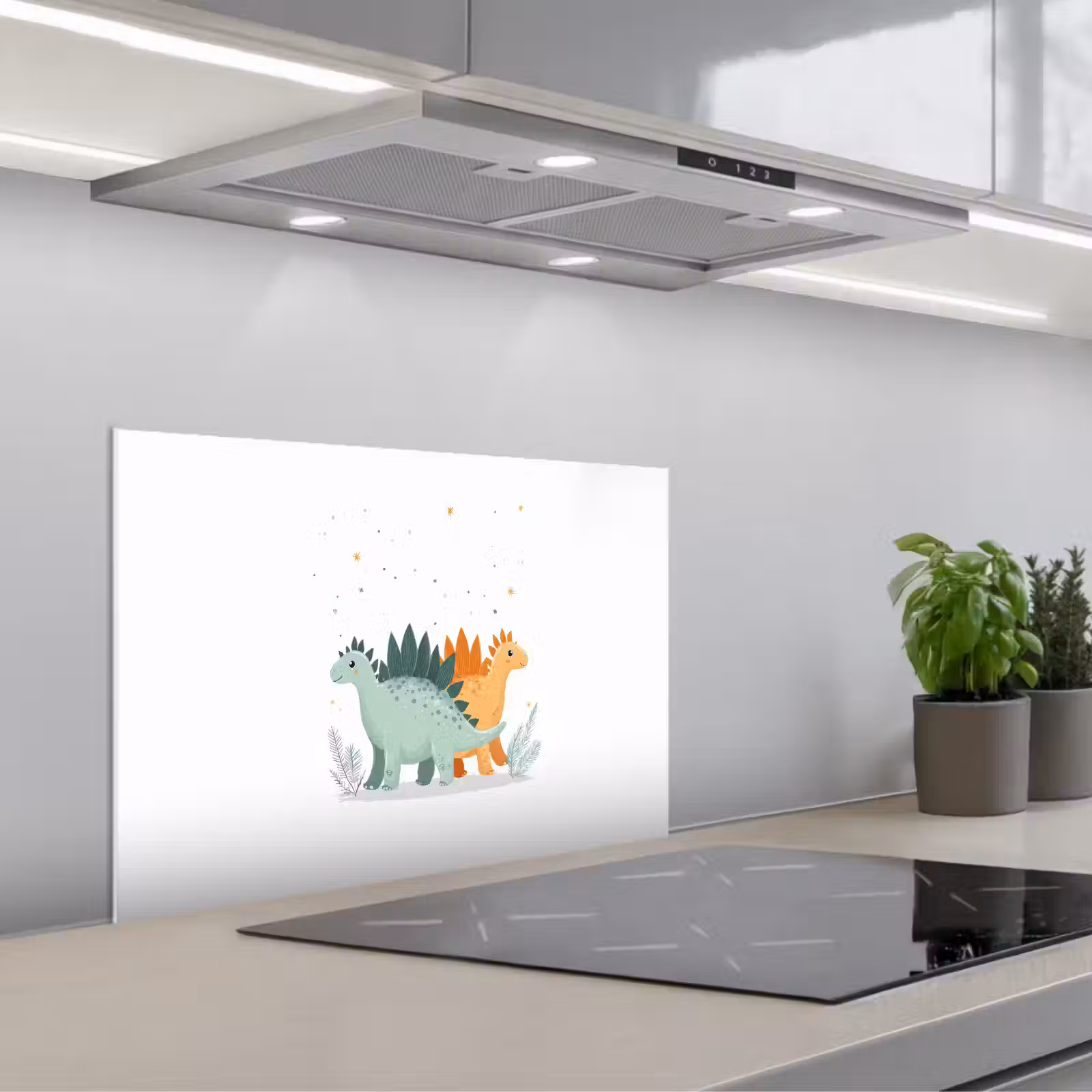 Salpicaderos de cocina - Plantas - Estrellas - Dinosaurios - Naranja — 1