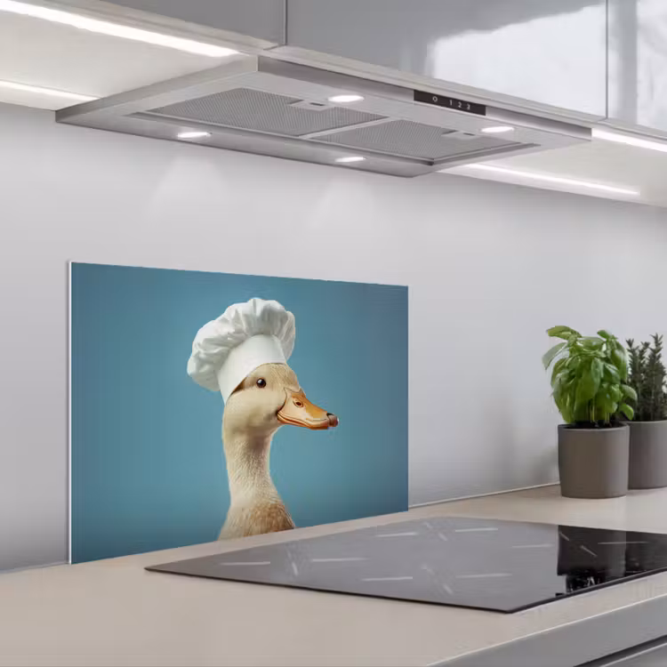 Salpicaderos de cocina - Pato - Gorro de cocinero - Lindo - Pájaro — 1