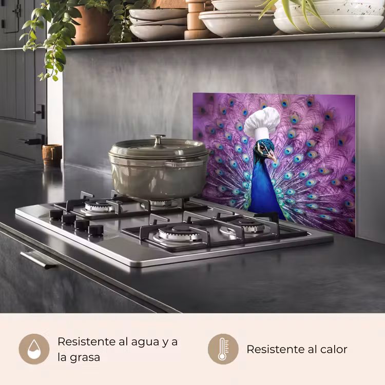 Salpicaderos de cocina - Pavo real - Gorro de cocinero - Cool - Morado — 2