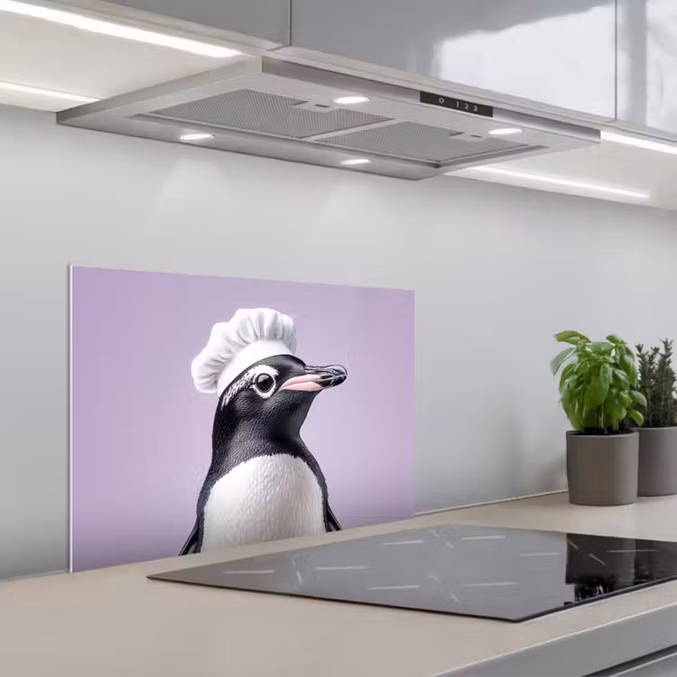 Salpicaderos de cocina - Penguin - Gorro de cocinero - Dulce - Morado — 1