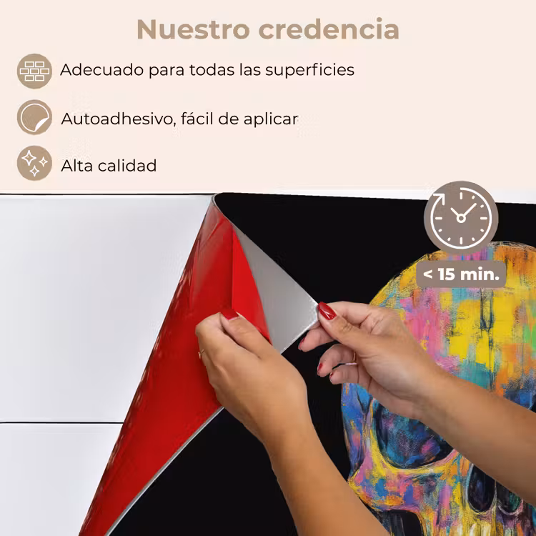 Salpicaderos de cocina - Pinceladas - Calavera - Colorido - Abstracto — 4