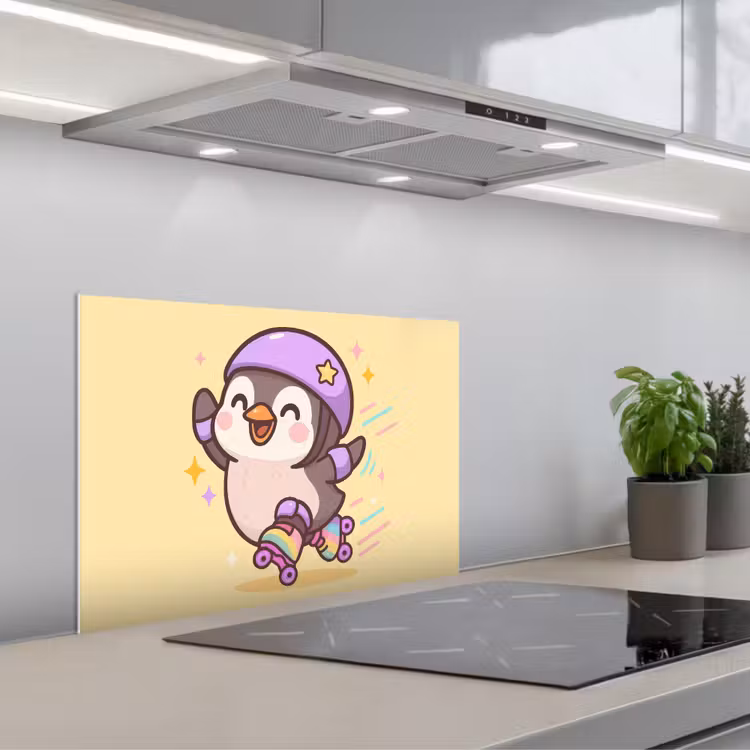 Salpicaderos de cocina - Pingüino - Patines - Amarillo - Energético — 1