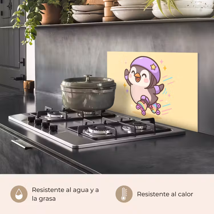 Salpicaderos de cocina - Pingüino - Patines - Amarillo - Energético — 2