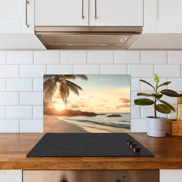 Salpicaderos de cocina - Playa - Palmeras - Océano - Puesta de sol — 3